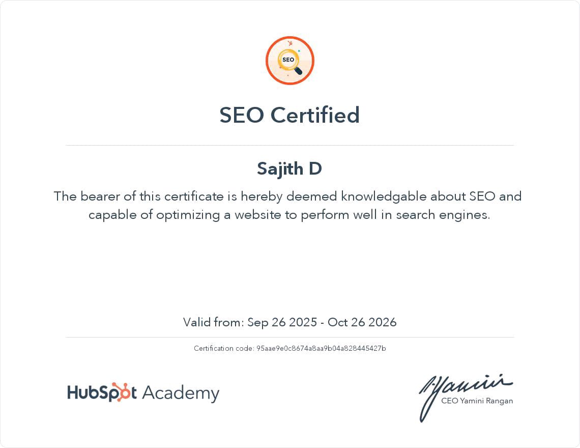 SEO Certified — HubSpot Academy